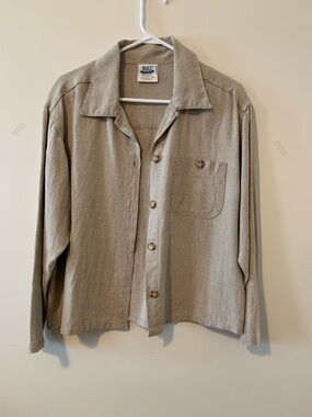 Women’s 100% Linen Lightweight Beige Button-Up Jacket -